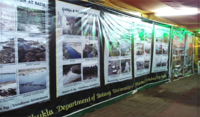 Gallery showing charts related to exploitation of holy Ganga at different sites