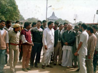 The Convener Dr. Shukla in a public meeting along the  Sangam