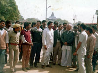 The Convener Dr. Shukla in a public meeting along the  Sangam